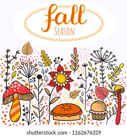 Doodle autumn background