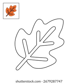 Doodle folhas de outono colorir páginas para crianças. Traço e cor folha de outono. Uma planilha divertida para impressão de atividades em queda. Folha de colorir para crianças sobre folha de outono. Clipart Folha de outono, ícone.