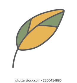 Ilustración vectorial de la hoja de oro de otoño. Dibujo a mano de un lindo elemento floral verde amarillo en un estilo simple. Hojas de otoño descoloridas a la moda aisladas en el fondo blanco para diseño infantil, impresión, textil