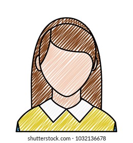 doodle avatar elegant woman with blouse and faceless