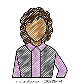 doodle avatar woman with hairstyle and elegant blouse