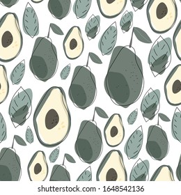 doodle avocado pattern background vector illustration hand draw design 