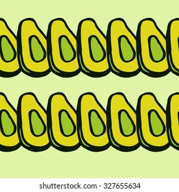 doodle avocado seamless pattern