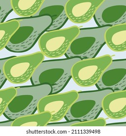 Doodle avocado seamless pattern. Hand drawn botanical backdrop. Design for fabric , textile print, surface, wrapping, cover. Vintage vector illustration