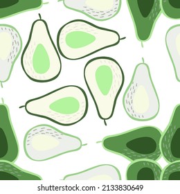 Patrón sin fisuras de aguacate Doodle. Fondo botánico dibujado a mano. Diseño para tela, impresión textil, superficie, envoltura, cubierta. Ilustración vectorial vintage