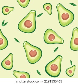Doodle avocado, vector seamless pattern, hand drawn illustration, design for children textile, fabric, kids clothing.