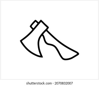 Doodle ax icon isolated on white. Hand drawn art line. Design for halloween etc. Sketch vector stock illustration. EPS 10