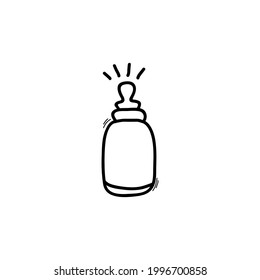 doodle baby bottle pacifier, vector icon, vector illustration.
