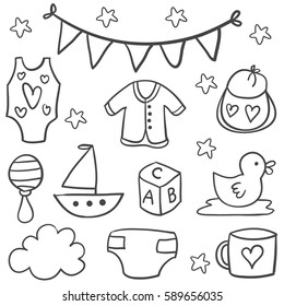 Doodle of baby element illustration vector