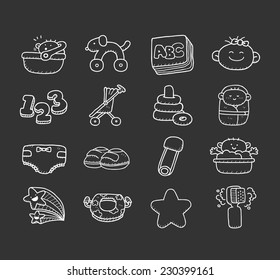 Doodle baby icon set