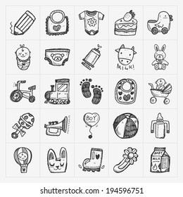 doodle baby icon sets