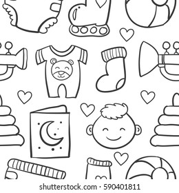 Doodle of baby object set design vector