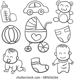 Doodle of baby object vector art