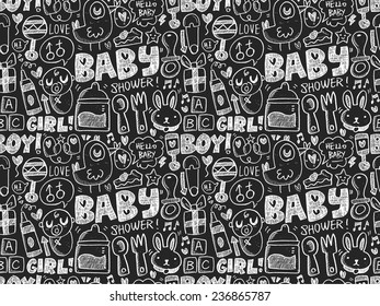 doodle baby seamless pattern background