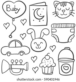 Doodle of baby style hand draw
