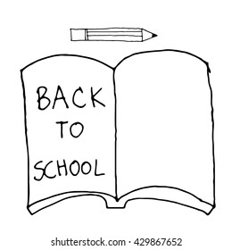 Doodle Back to school font,Doodle Book,Doodle Pencil vector illustration