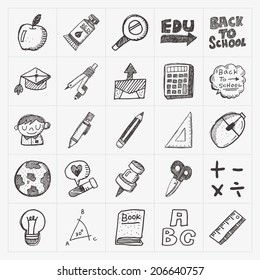 doodle back to school icon set