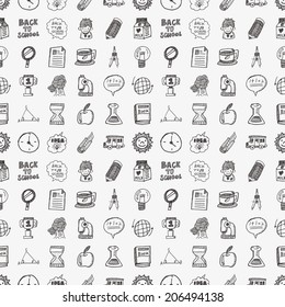 doodle back to school seamless pattern