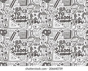 doodle back to school seamless pattern