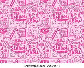 doodle back to school seamless pattern