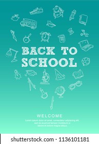 doodle back to school, template design poster vector