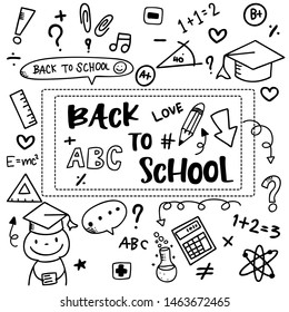 doodle back to school vector drawing illustration education set design
