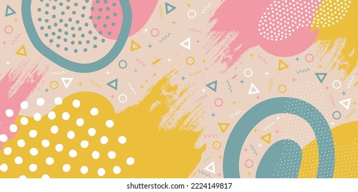 Fondo de garabato con formas y puntos abstractos. Patrón vectorial moderno para Banner, Volante, Cubierta...