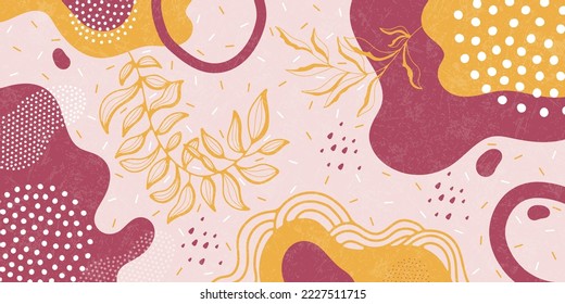 Doodle background with abstract shapes and dots. Modern vector pattern for Banner, Flyer, Cover...