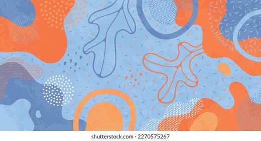 Doodle background with abstract shapes and dots. Modern vector pattern for Banner, Flyer, Cover...