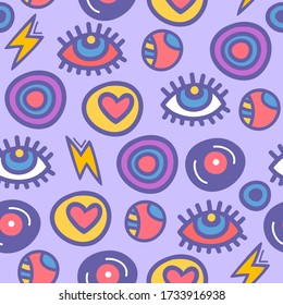 doodle background with hippie art symbols for wallpaper, print, textile