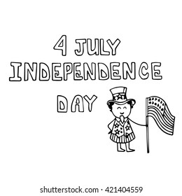 Doodle background on the independence day theme. Vector Illustration.