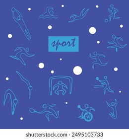 Doodle Hintergrund zum Thema Sport, für Karten, Bücher, Websites, Papier