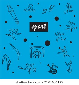 doodle background on the theme of sports, for cards, books, websites, paper