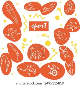 doodle background on the theme of sports, for cards, books, websites, paper