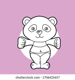 doodle background, panda bear want hugs, coloring drawing