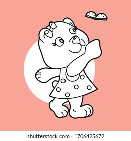 doodle background, panda bear want friends, coloring drawing