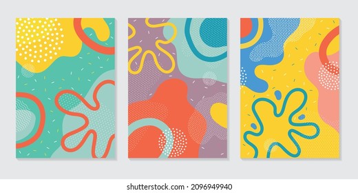 Doodle background pattern, abstract colored shapes. Modern minimalism trendy pattern background. Vector background.