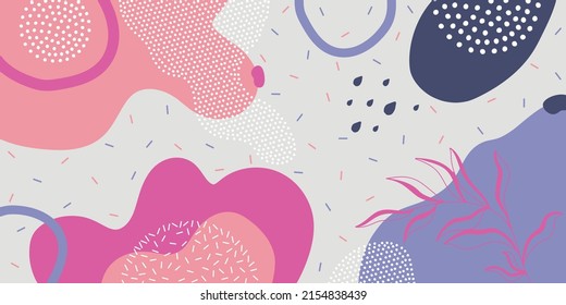 Doodle background pattern, abstract colored shapes. Modern minimalism trendy pattern background.