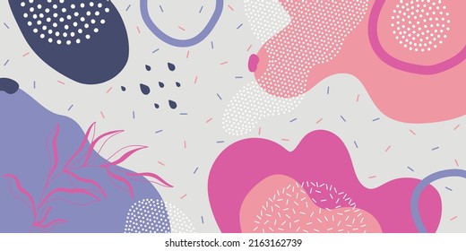 Doodle background pattern, abstract colored shapes. Modern minimalism trendy pattern background.