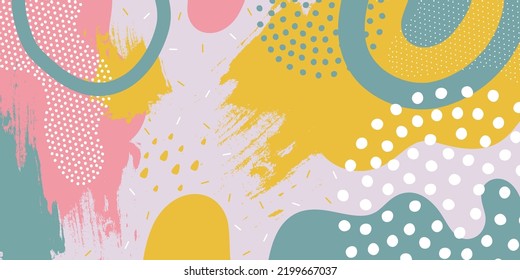 Doodle background pattern, abstract colored shapes. Modern minimalism trendy pattern background. Vector background.