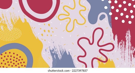 Doodle background pattern, abstract colored shapes. Modern minimalism trendy pattern background. Vector background.