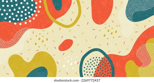 Doodle background pattern, abstract colored shapes. Modern minimalism trendy pattern background.