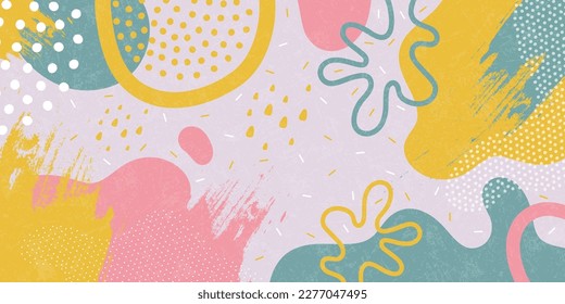 Doodle background pattern, abstract colored shapes. Modern minimalism trendy pattern background. Vector background.