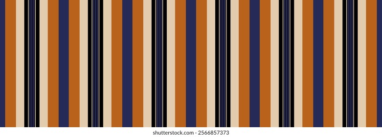 Doodle background pattern stripe, silk seamless textile texture. Mockup fabric vector vertical lines in black and blue colors palette.