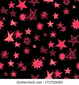  Fondo de Doodle con estrellas. Estrellas Primitivas impecables. Patrón de Doodle.Fondo infantil para impresión, decoración o tarjeta. Coloridas franjas estrelladas de estilo sencillo. Patrón sin problemas para los niños.