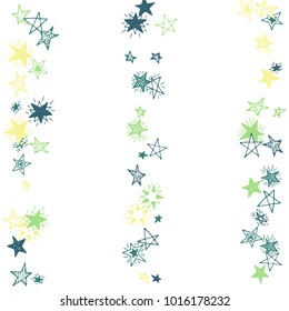 Doodle Background with Stars. White and Starry Stripes in Simple Style. Childish Background for Print, Decoration or Card. Cute Doodle Pattern.