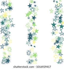 Doodle Background with Stars. White and Starry Stripes in Simple Style. Childish Background for Print, Decoration or Card. Cute Doodle Pattern.