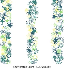 Doodle Background with Stars. White and Starry Stripes in Simple Style. Childish Background for Print, Decoration or Card. Cute Doodle Pattern.