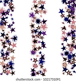 Doodle Background with Stars. White and Starry Stripes in Simple Style. Childish Background for Print, Decoration or Card. Cute Doodle Pattern.
