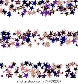 Doodle Background with Stars. White and Starry Stripes in Simple Style. Childish Background for Print, Decoration or Card. Cute Doodle Pattern.